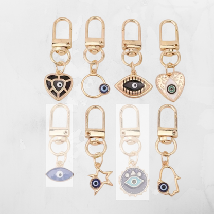 selection of evil eye keyrings