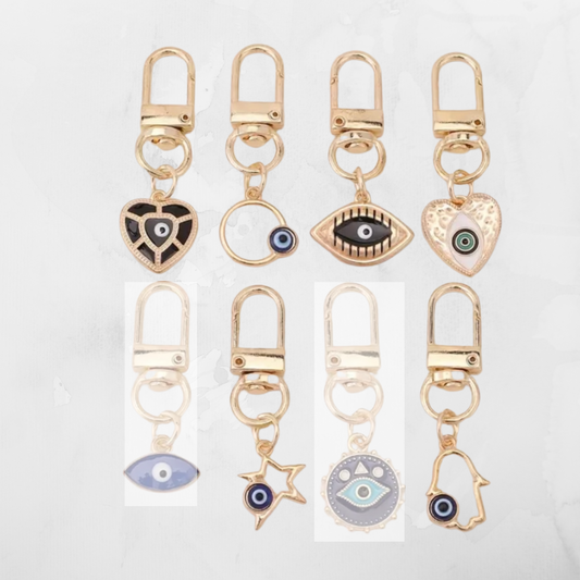 selection of evil eye keyrings