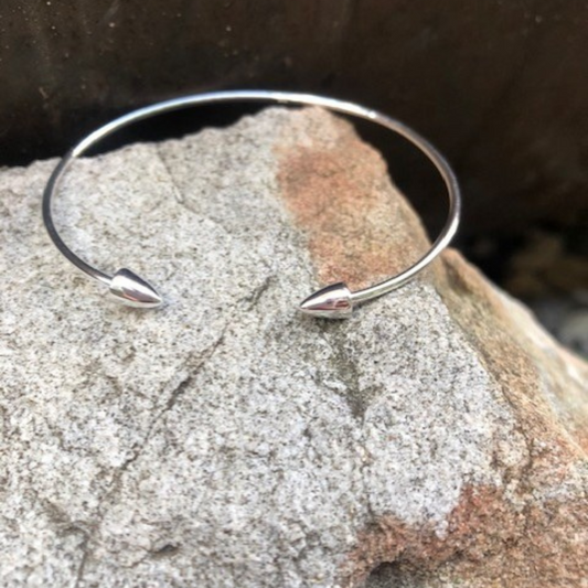 silver cone bangle, stainless steel cuff bracelet